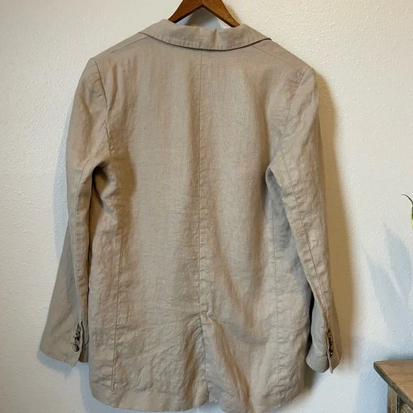 Zara Beige Linen Women's Blazer Small - Picture 6 of 9